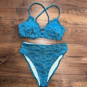 Teal/BlueGreen Print Bikini Set